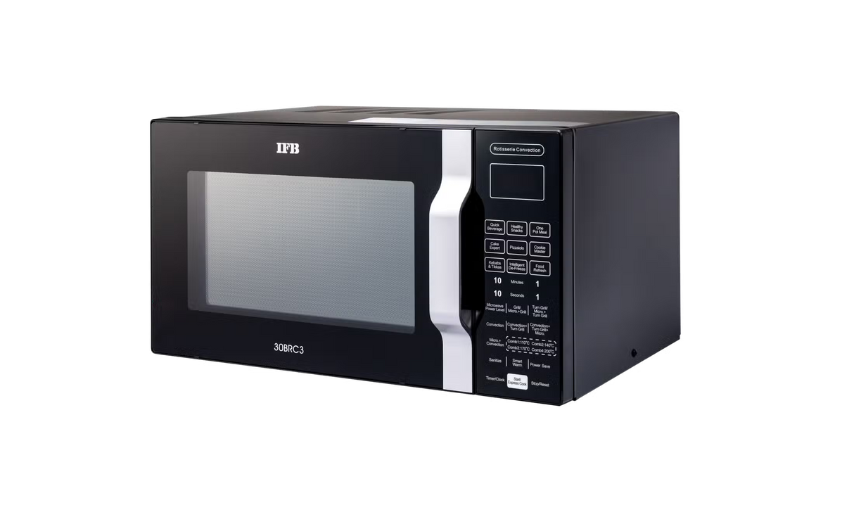 IFB 30BRC3 30L Convection Microwave Oven with Rotisserie, Dual Heaters & 101 Auto Cook Menus (Black)