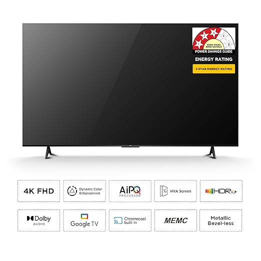 TCL 43 Inch (108 cm) 4K Ultra HD Smart LED Google TV 43P6L, HDR10, Dolby Audio, Chromecast Built-in, Google Assistant