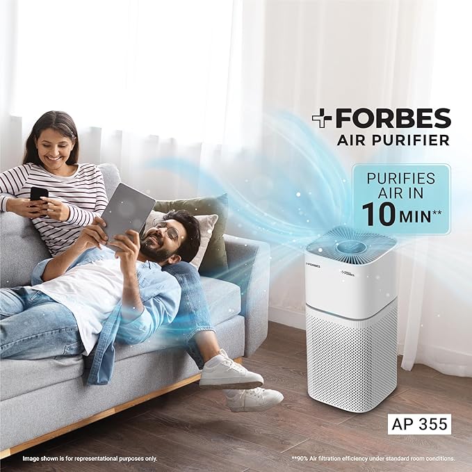 Eureka Forbes Air Purifier 355 With True Hepa H13 Filter & Surround 360° Air Technology|Removes 99.97% Dust|4-Stage Purification In 10 Mins|Convenient,White