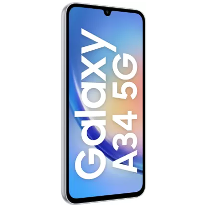 Phone: Explore features of the SAMSUNG Galaxy A34 5G in Awesome Silver.