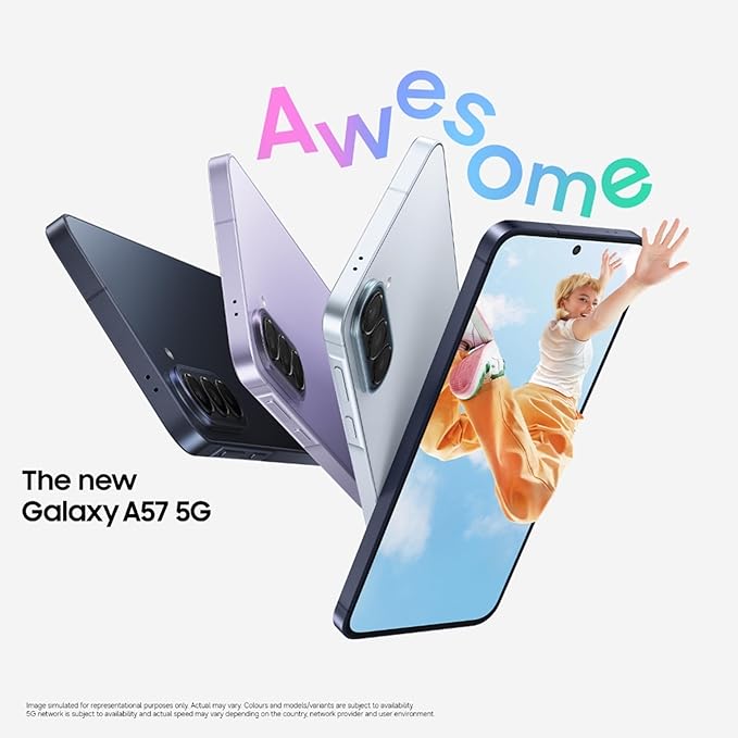 Samsung Galaxy A57 5G (Awesome Navy, 8GB RAM, 256GB Storage) – Agentic AI, Triple Camera, Nightography, IP68, 2-Day Battery Life