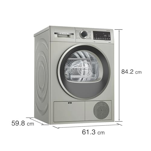Bosch 9 kg Fully Automatic Front load Condenser Tumble Dryer (2024 Model, WPG24108IN, 5 Drying Options, 14 Programs, Allergy Plus, 100% Drying with 0% Effort, Inbuilt Heater, Silver)