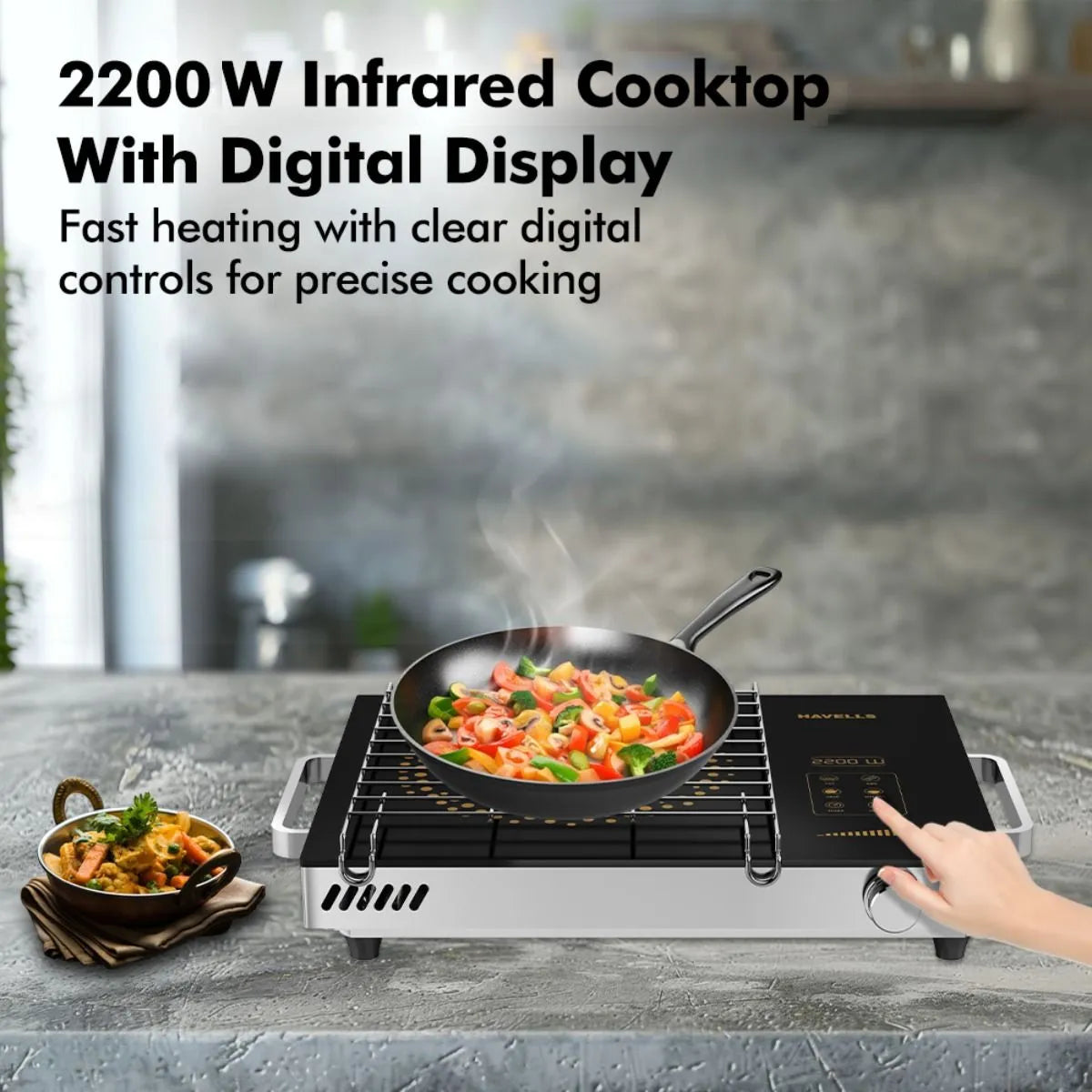 Havells GLO TC22 2000W Infrared Cooktop: Works With All Cookware, Preset Menus, Auto Shut-Off