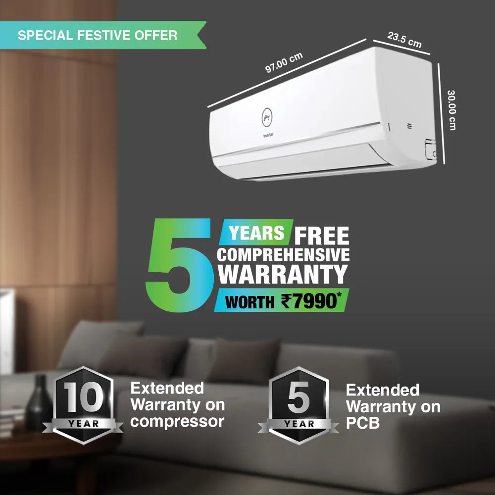 Godrej 1.5 Ton 5 Star Split AC SIC 18ITC5 WYD – Smart Cooling | Silent Operation | Convertible Inverter | Ideal for Medium Rooms