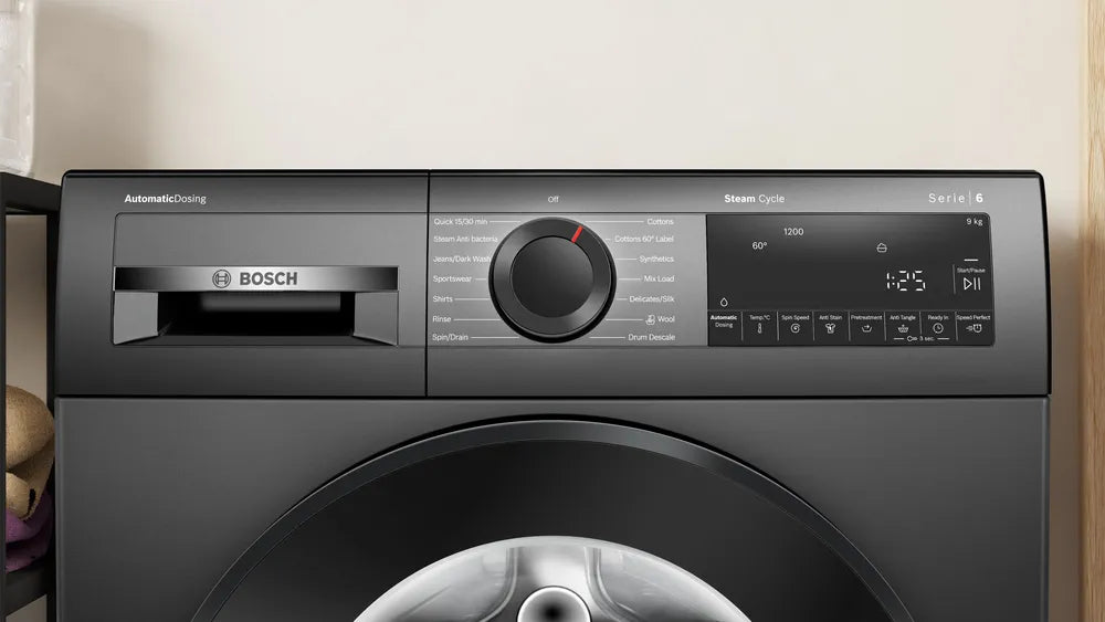 Bosch 9 Kg Fully Automatic Front Load Washing Machine | AI ACTIVE Water Plus, In-Built Heater, 5 Star, Cast Iron Grey | WGA242IRIN