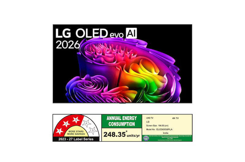 LG 65" OLED evo AI G6 4K Smart TV | OLED65G6PLA | α11 AI Processor Gen3, Dolby Vision & Atmos, Gallery Design