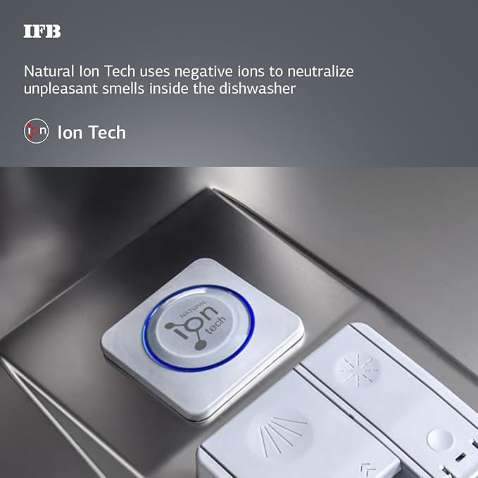 IFB 16 Place Settings Dishwasher with Ion Technology, Auto Programme, (Neptune VX16, 70 Degree Hot Water Wash, Hygienic Steam Drying, with Additional 3rd Rack, Inox Grey, 2024)