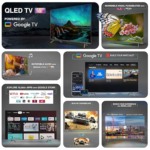 Sansui 140 cm (55 inches) 4K Ultra HD Smart QLED Google TV JSW55GSQLED (Black)