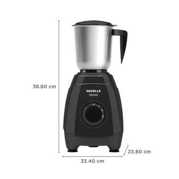 HAVELLS Segno Plus 550 Watt 3 Jars Juicer Mixer Grinder (21000 RPM, Heavy Duty Motor, Black)