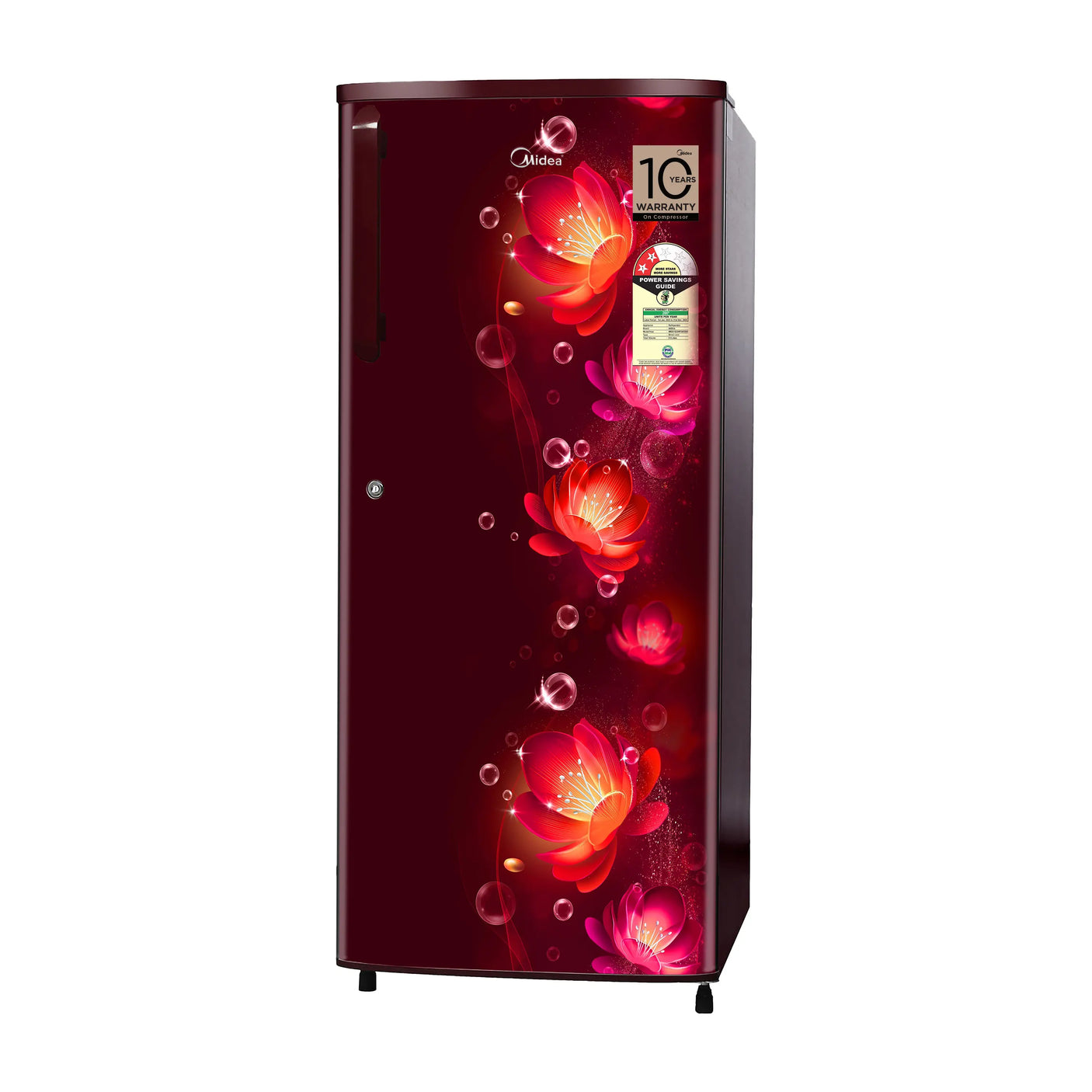 Midea 215L Direct Cool Refrigerator (2 Star, Wine Flower, Handle)