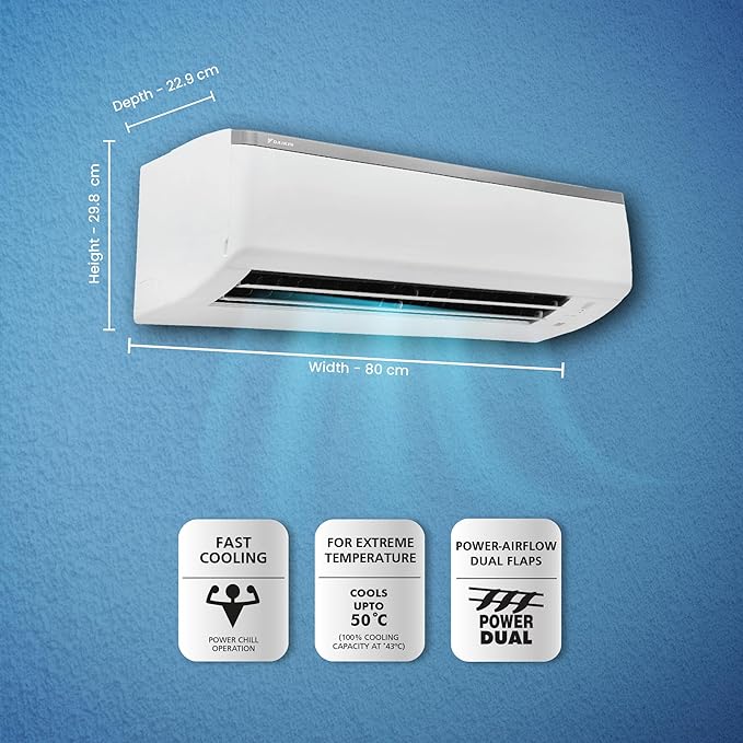Daikin 0.8 Ton 3 Star, Fixed Speed Split AC (Copper, PM 2.5 Filter, FTL28UV16W1, White)
