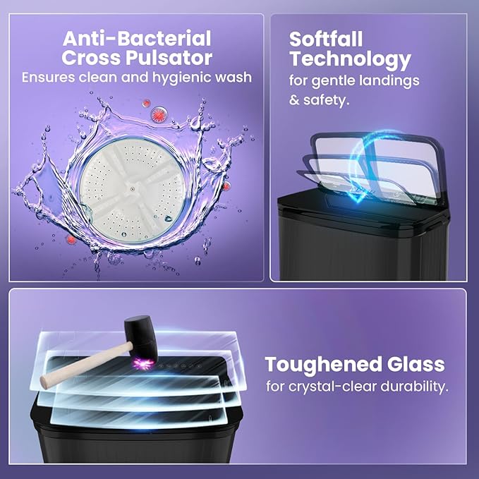 Haier 9 kg 5 Star (HTW90-178FL,Black)Toughened Glass & Vortex pulsator Semi Automatic Top Load