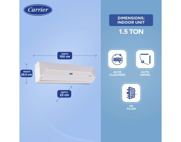 Carrier 1.5 Ton 3 Star Flexicool Inverter Split AC( Copper, 6-in-1 with Xtreme Air flow, Xtreme Lumo Exi)