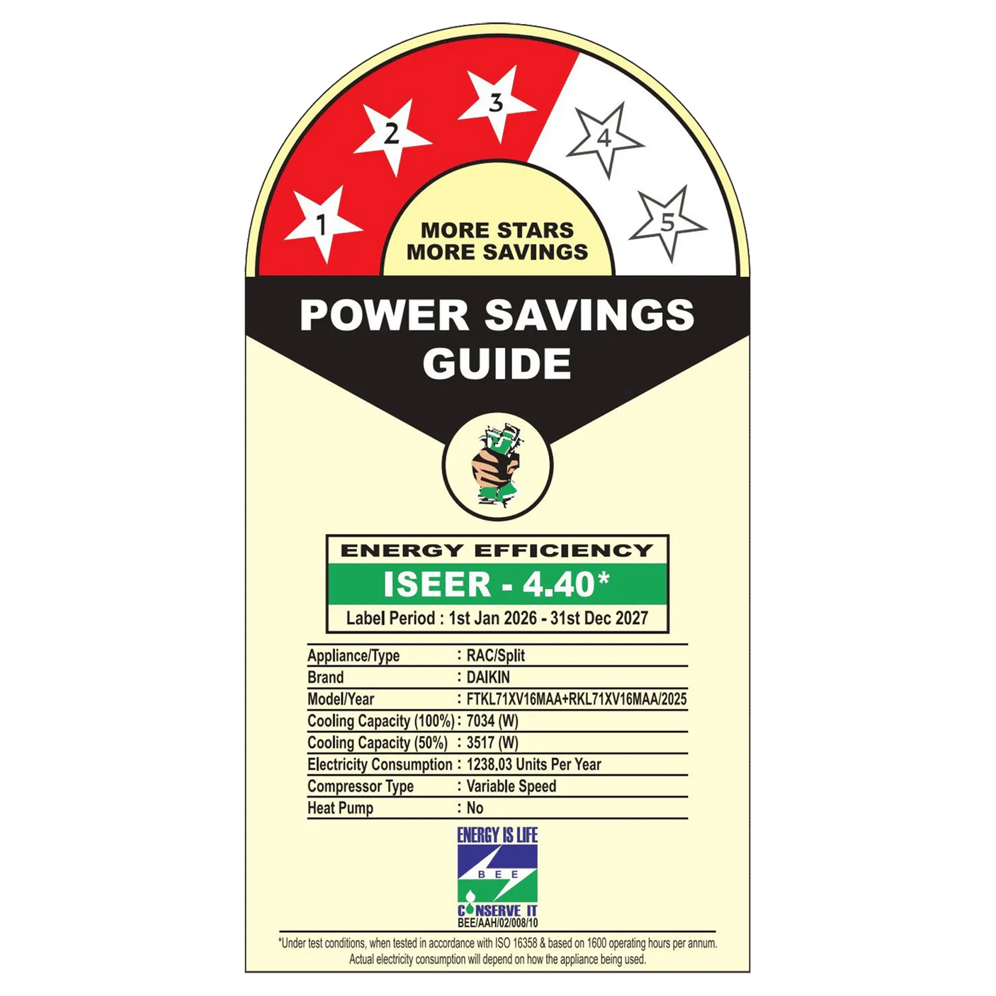 Daikin 2 Ton 3 Star Inverter Split AC (FTKL71XV16MAA) – Copper Condenser, PM2.5 Filter, Powerful Cooling