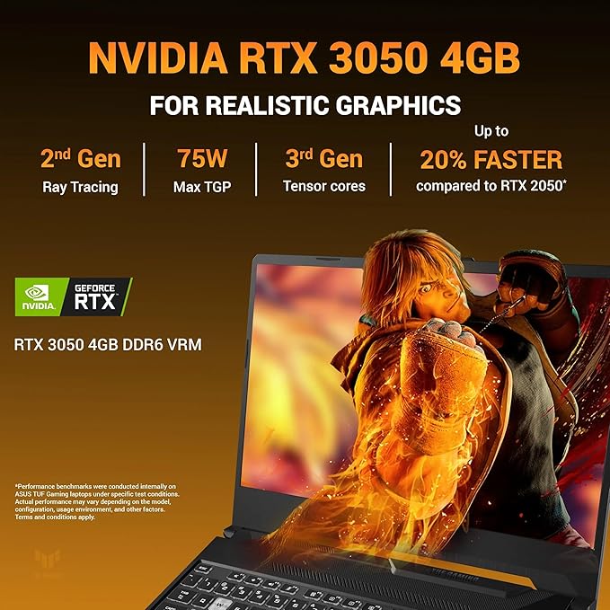 ASUS TUF A15 FA506NCQ Gaming Laptop (2026) | Ryzen 7 170, RTX 3050 4GB, 16GB RAM, 512GB SSD, 15.6” FHD Display, Win 11 + Office
