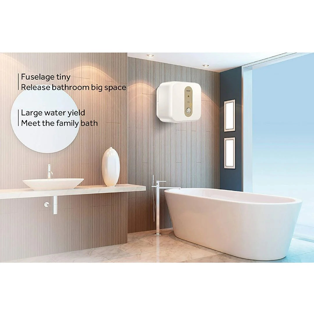 Haier ES15V-S1I 15L Storage Water Heater | Incoloy 800SS, 5 Star, 8 Bar, Shock Proof, Ivory