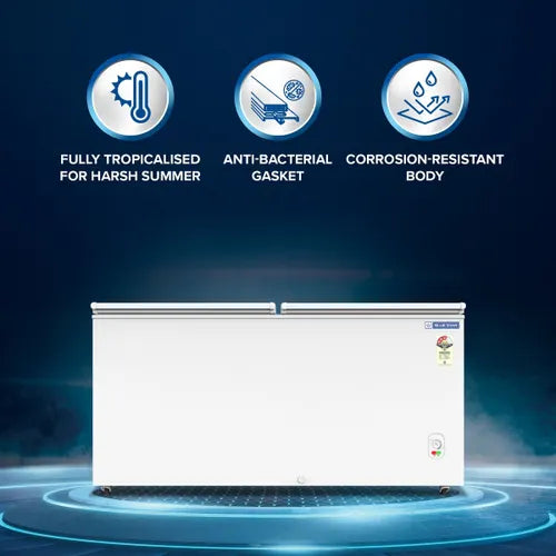 Blue Star 300 Litres 3 Star Double Door Convertible Deep Freezer with Multi Angle Hinge, Anti-Bacterial Gasket (CF3-300MEW, White)