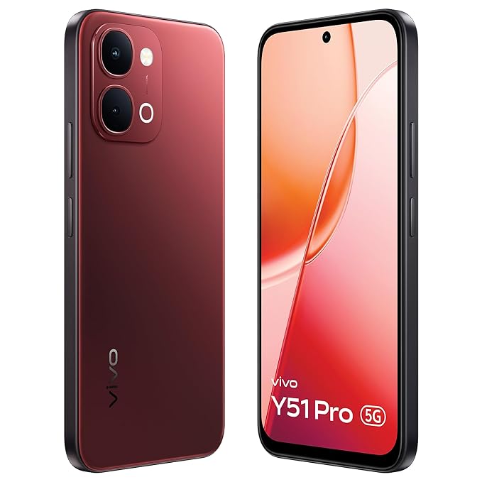 Vivo Y51 Pro 5G (Festive Red, 8GB RAM, 256GB Storage) – Dimensity 7360 Turbo, 7200mAh Battery & 120Hz Display