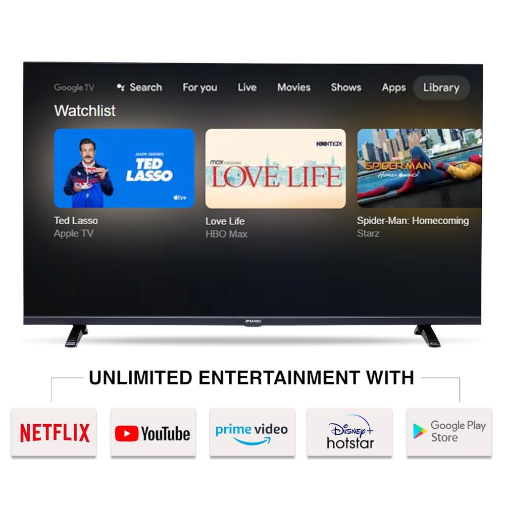 Sansui 109 cm (43 inches) SMART LED with CA53 processor, Android TV operating system, Dolby Audio support (Black) (JSW43GSFHD)