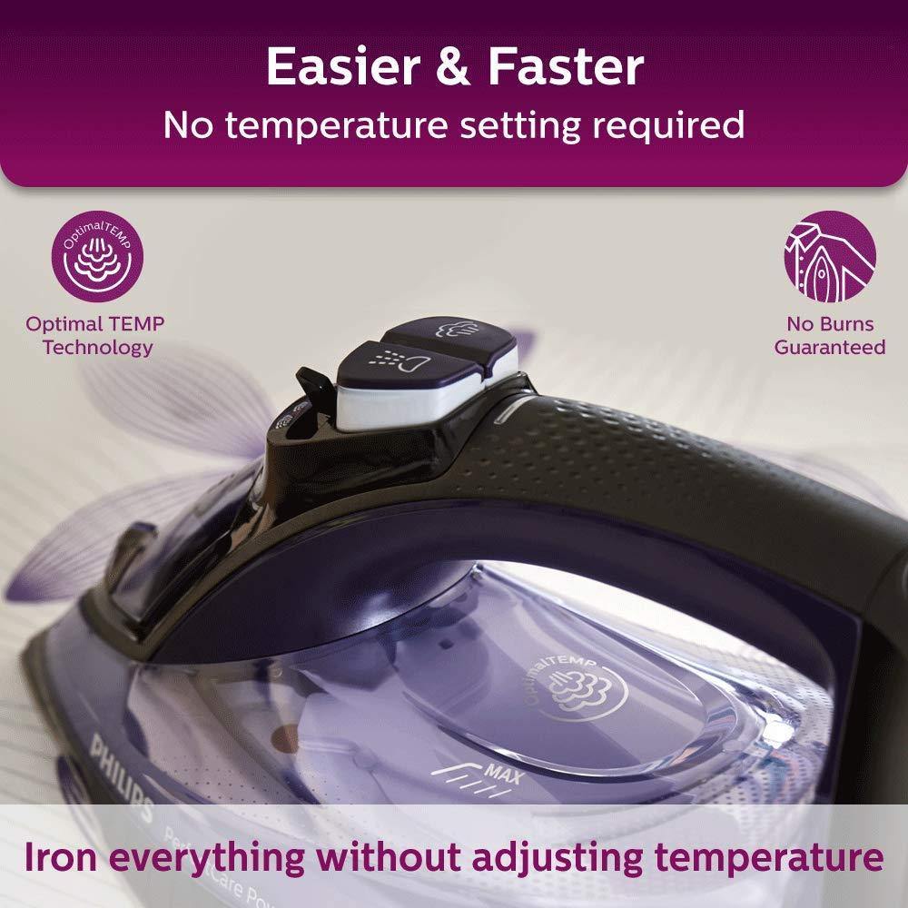 PHILIPS Plastic Perfect Care Power Life Steam Iron Gc3925/34,2400 Watts Up To 45 G/Min Steam Output,Optitemp Technology