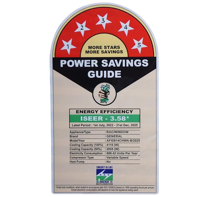 General 1.2 Ton 5 Star Inverter Window AC With Super Wave Technology 3-Speed Cooling (2025 Model,AFGB14CHWA-B, White)