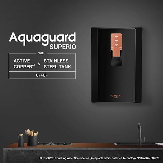 Aquaguard Superio UV+UF Water Purifier With Active Copper Tech & Stainless Steel Tank | Suitable For Municipal Water