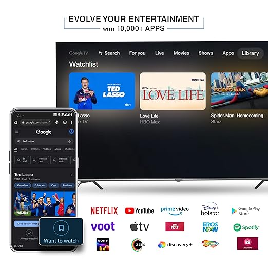 Sansui 140 cm (55 inches) 4K Ultra HD Smart QLED Google TV JSW55GSQLED (Black)