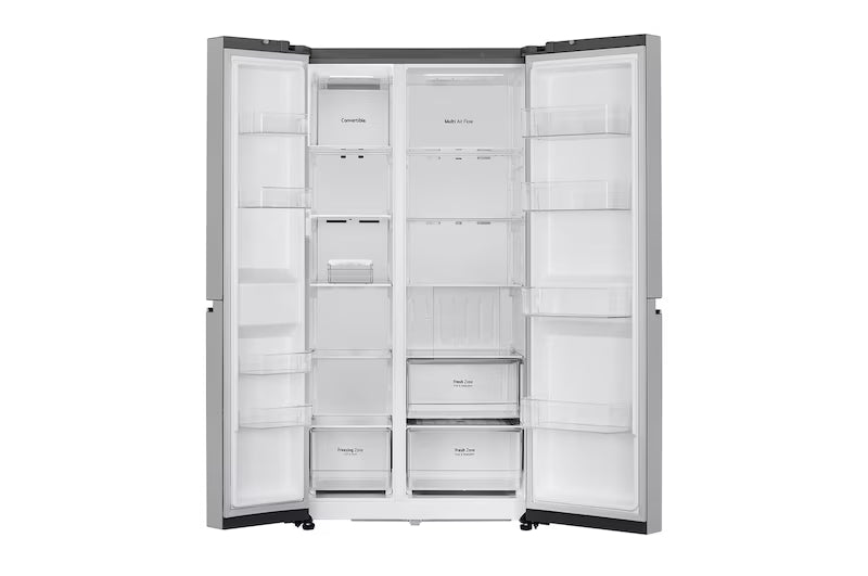 LG 650L Convertible Side-by-Side Refrigerator | Multi-Air Flow, Smart Diagnosis, Shiny Steel | GL-B257JPZ3