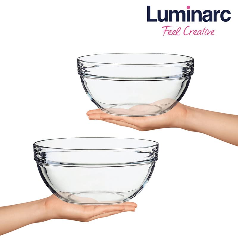 Luminarc Tempered Stackable 1.1L, 2.0 L Mixing Bowl Pack of 2