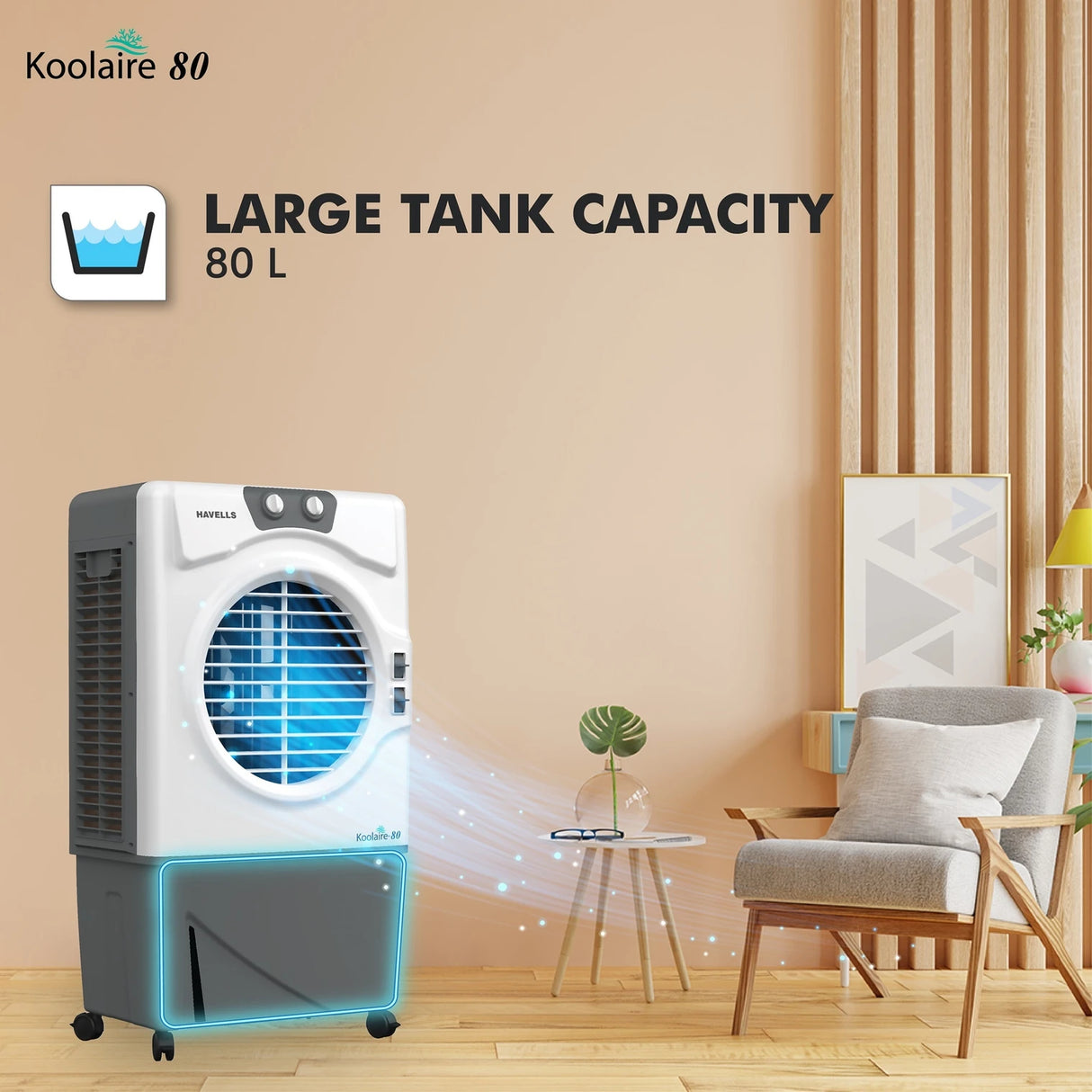 Koolaire 80 L Desert Air Cooler – Powerful Cooling White Grey