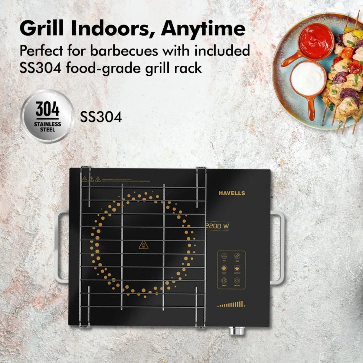 Havells GLO TC22 2000W Infrared Cooktop: Works With All Cookware, Preset Menus, Auto Shut-Off