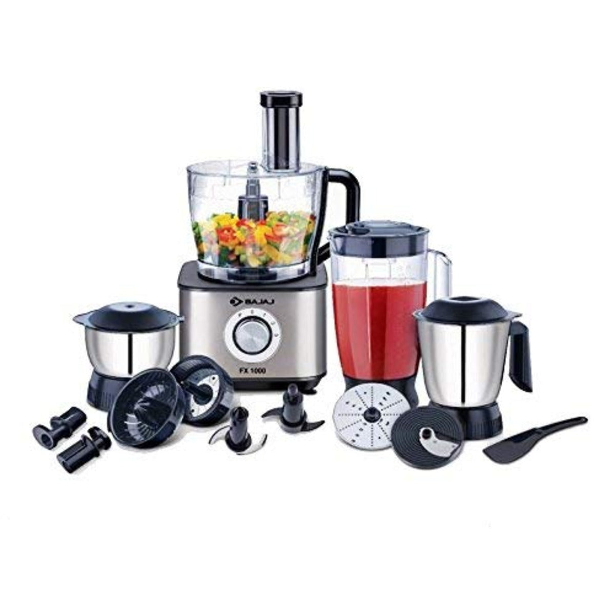 BAJAJ FX 1000 DLX 1000 Watt Food Processor with 6 Blades (Black)