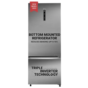 Haier 445 Litres 2 Star Frost Free Double Door Bottom Mount Convertible Refrigerator with Triple Inverter Technology HRB-4952BIS-P, Inox Steel