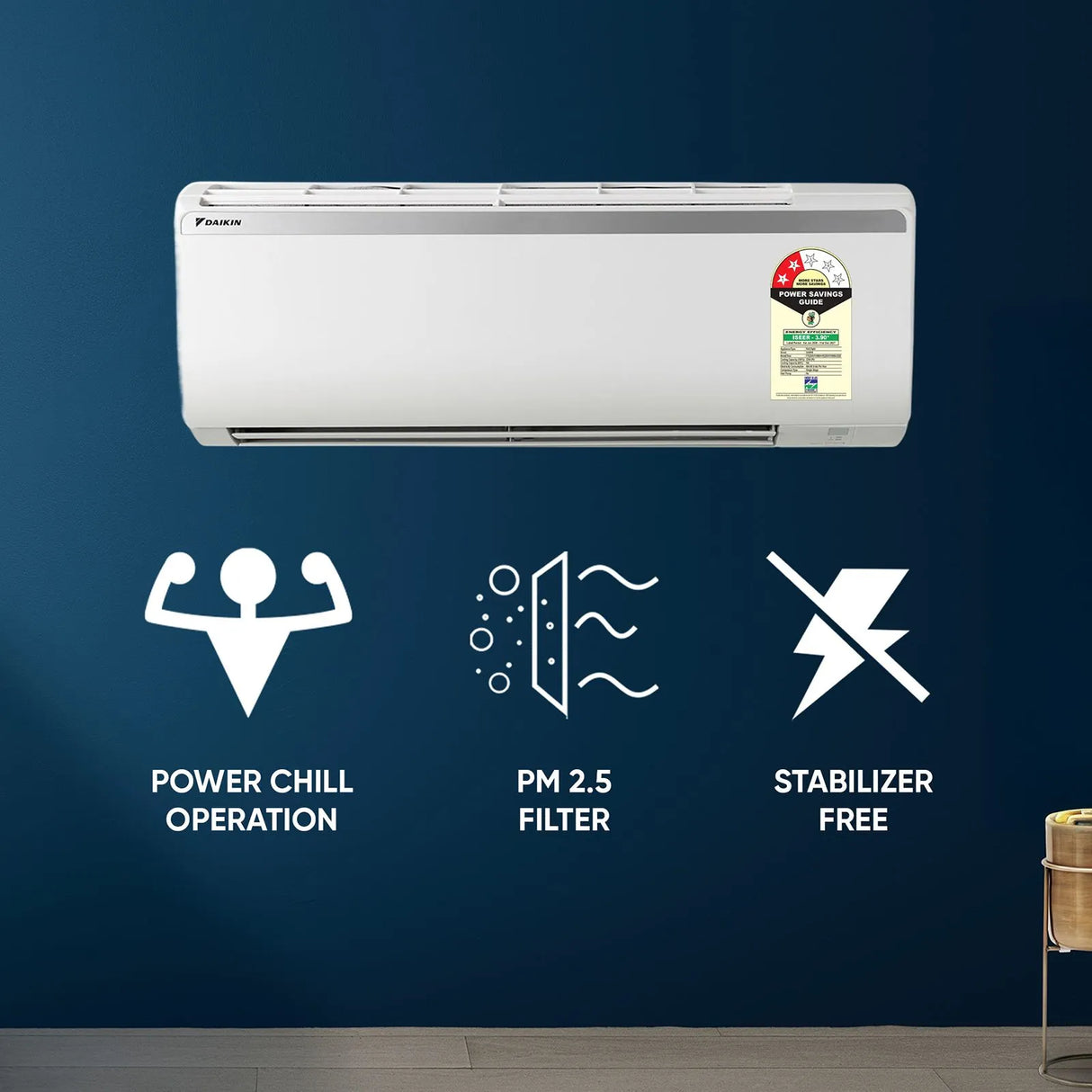 Daikin 1 Ton 2 Star Inverter Split AC (FTQ35XV16WBA) – Copper Condenser, PM 2.5 Filter, Stabilizer-Free Operation