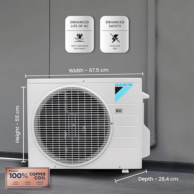Daikin 0.8 Ton 3 Star, Fixed Speed Split AC (Copper, PM 2.5 Filter, FTL28UV16W1, White)