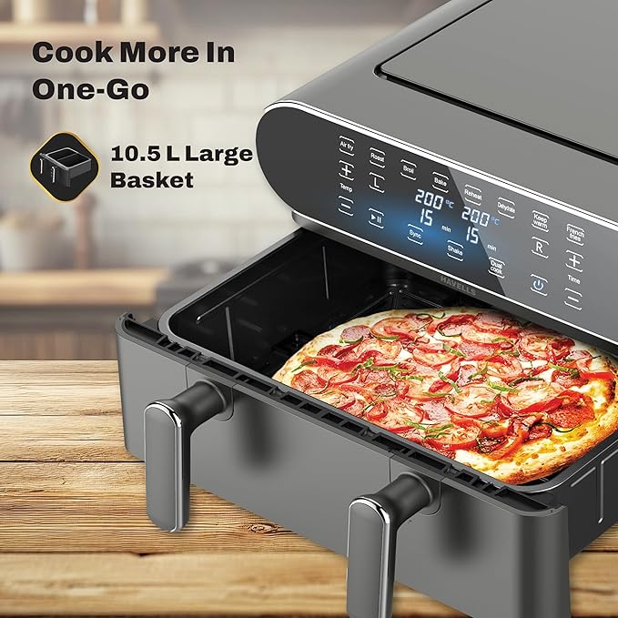 Havells ProLife Delicia 10.5L Digital Air Fryer: 360° Rapid Air Technology, Touch Panel