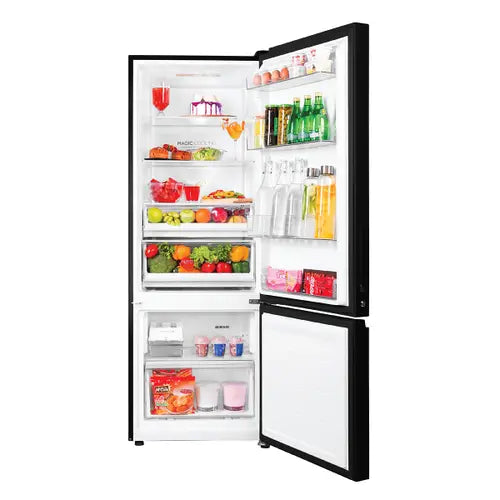 **Haier HRB-3752PKGA-P 325L Premium Bottom Mount Frost Free Refrigerator – 14-in-1 Convertible, Triple Inverter, Dual Fan Cooling & Black Glass Finish**