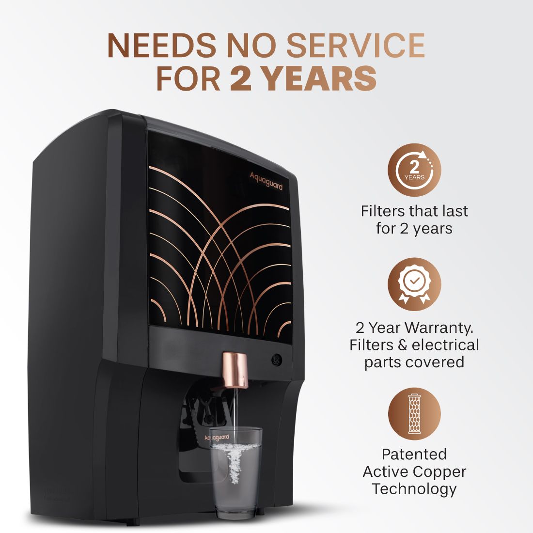 Eureka Forbes Aquaguard Enhance NXT 2X Life RO UV TA | 7 Litres Water Purifier with Taste Adjuster | Active Copper Technology (Black)