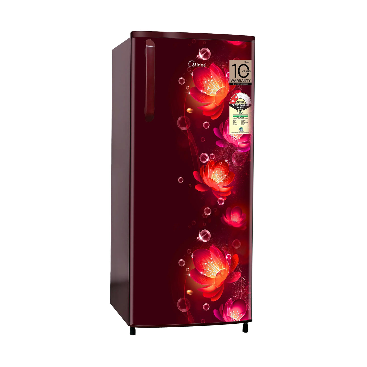 Midea 215L Direct Cool Refrigerator (2 Star, Wine Flower, Handle)