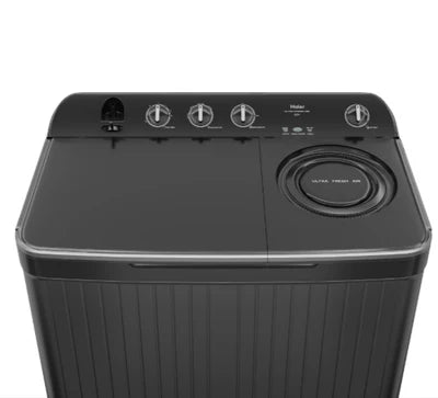 Haier HTW100-196BK 10 Kg Semi-Automatic Top Load Washing Machine | Vortex Pulsator, Oxyi Dry, Black