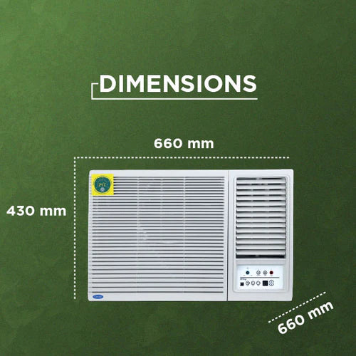 Carrier 1.5 Ton 3 Star Inverter Window AC – Estrella GXI (CIW19EC3R36F0), Copper Condenser, Dust Filter, Turbo Mode, White