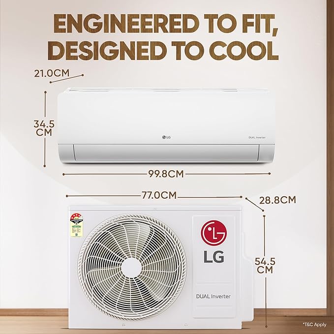 LG 1.5 Ton 4 Star DUAL Inverter Split AC (Copper, AI Convertible 6-in-1, VIRAAT Mode, Faster Cooling & Energy Saving, 4 Way Swing, HD Filter with Anti-Virus Protection, US-Q19JNYE, White)
