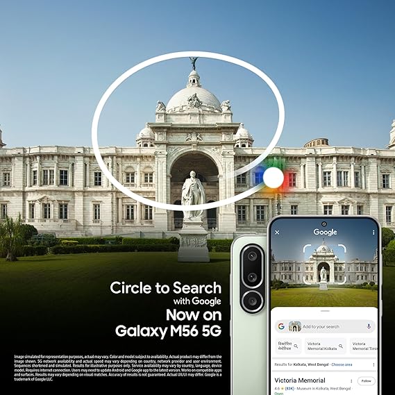 Samsung Galaxy M56 5G (Light Green, 8GB RAM, 128GB Storage) | Segment’s Slimmest | 50MP Camera | Gorilla Glass Victus+ | 10-Bit HDR Video | AI Features | Vapour Cooling | Without Charger