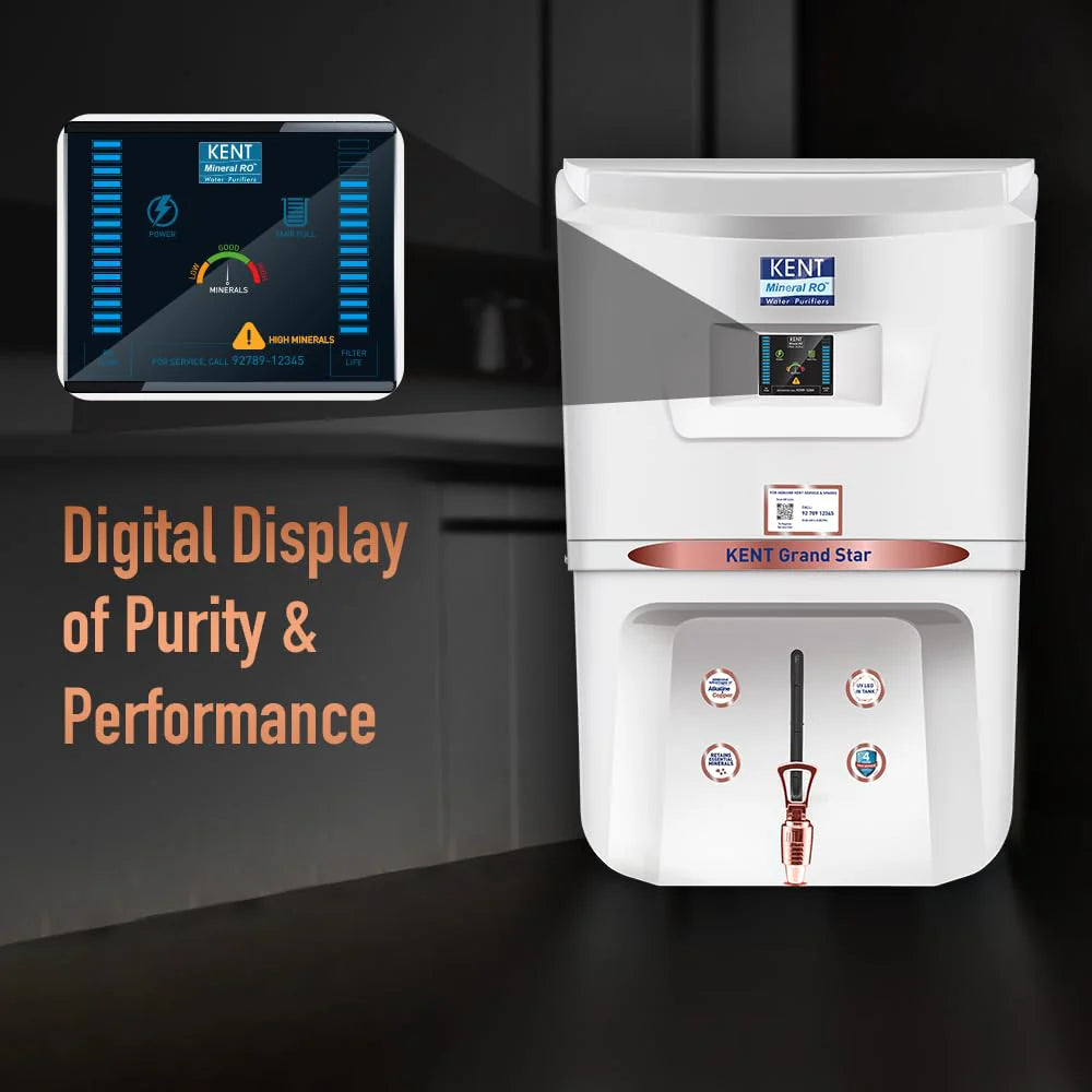 KENT Grand Star RO Water Purifier White | RO+UV+UF+TDS+Copper+Alkaline | 9L | 20 LPH