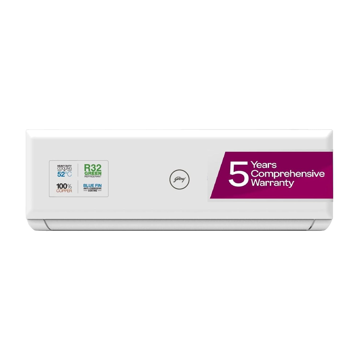 Godrej 1.7 Ton 3 Star, 4-Way Air Swing Fixed Speed Split AC (Copper, Anti-Dust Filter, 2025 Model SFC 20STC3, White)