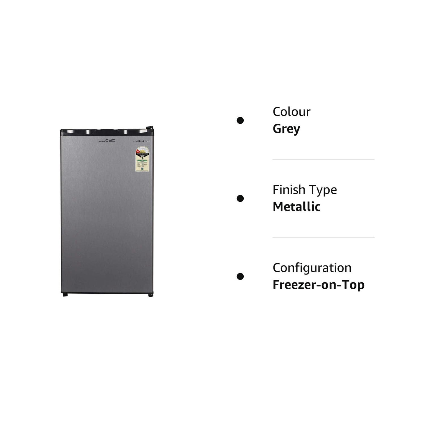 Havells-Lloyd 92 L 1 Star Direct-Cool Single Door Fridge (GLDC111RGMT1JC METALLIC GREY)