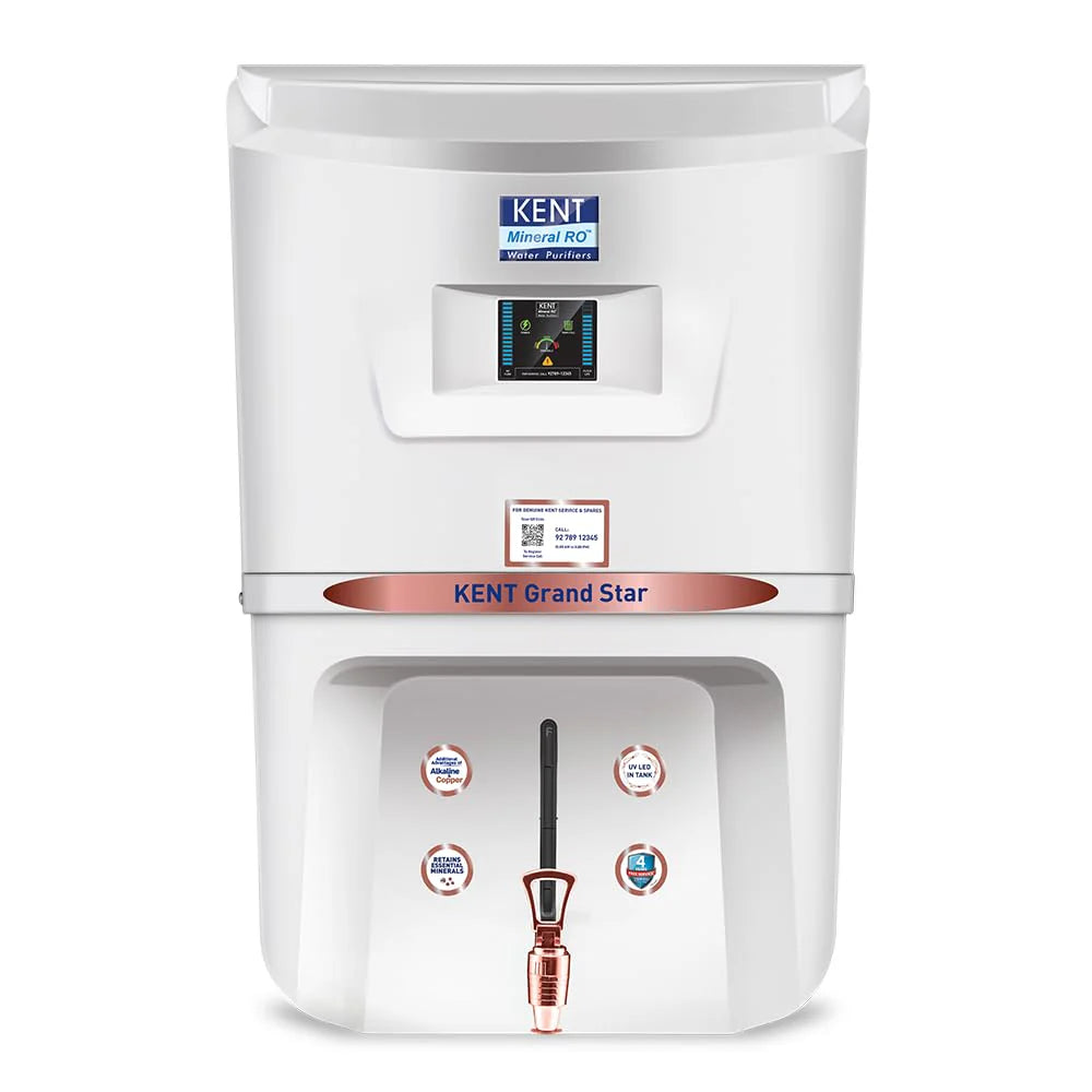 KENT Grand Star RO Water Purifier White | RO+UV+UF+TDS+Copper+Alkaline | 9L | 20 LPH