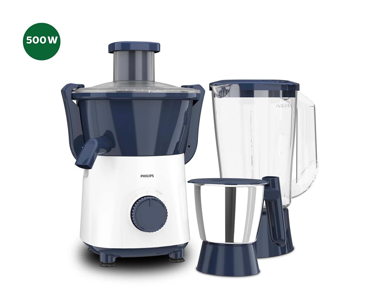 PHILIPS HL7567/03 Juicer Mixer Grinder, 500W, 2 Jars (Stainless Steel & Blender)