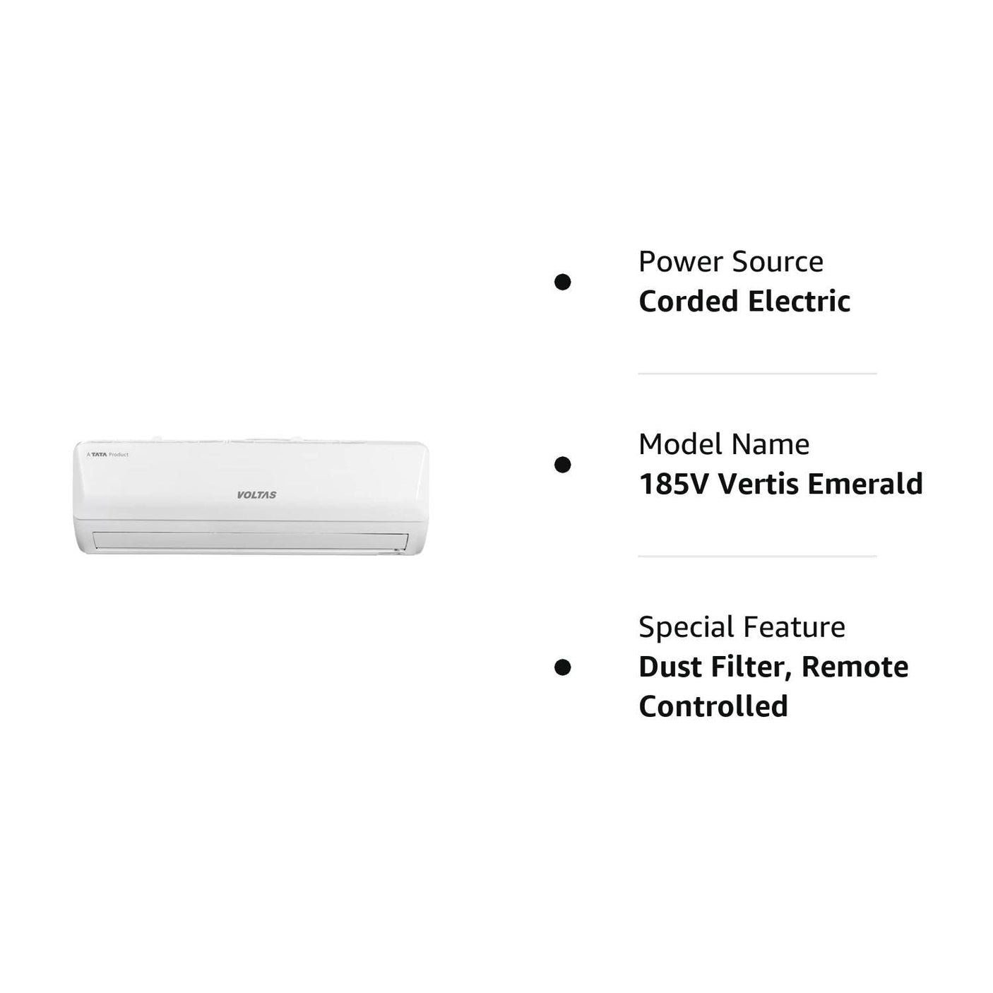 Voltas 1.5 Ton 5 Star Inverter Split AC(Copper, 5-in-1 Adjustable Mode, Anti-dust Filter, White) 185V Vertis Emerald