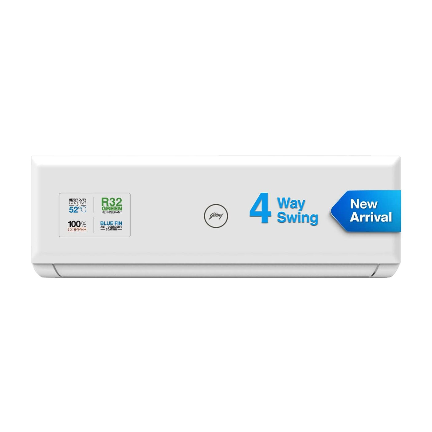 Godrej 1.7 Ton 3 Star, 4-Way Air Swing Fixed Speed Split AC (Copper, Anti-Dust Filter, 2025 Model SFC 20STC3, White)